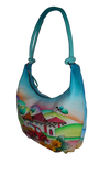 Farm House - Hand Painted Leather Bag