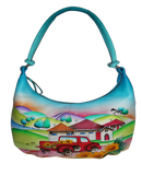 Farm House - Hand Painted Leather Bag